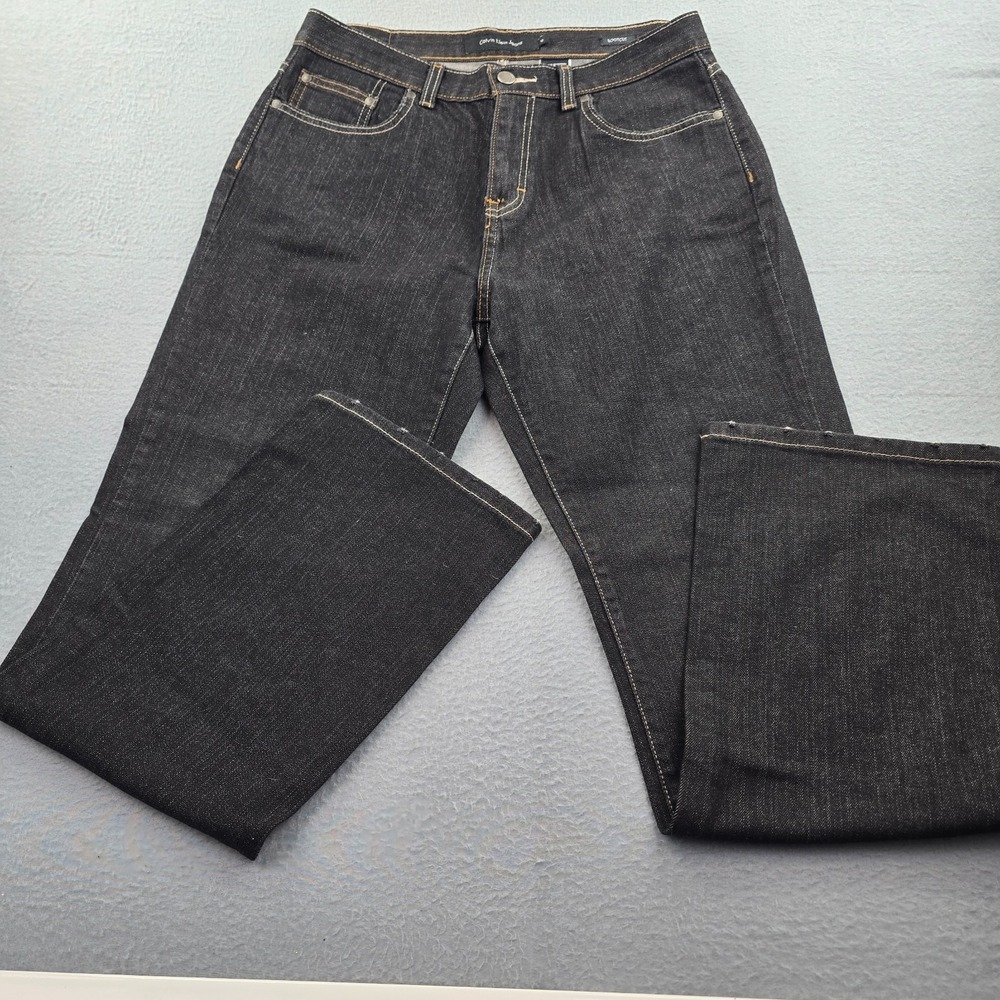 Calvin Klein Bootcut Jeans Womens 12 Dark Gray Denim Washed Work Outdoor Grunge